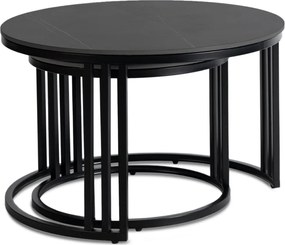 Kerámia dohányzóasztal szett fekete márvány/fekete színben JERRY