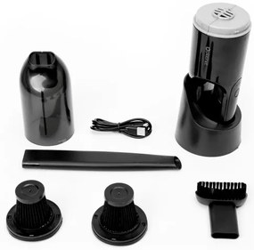 Hordozható újratölthető autós porszívó 75W/2000 mAh fekete