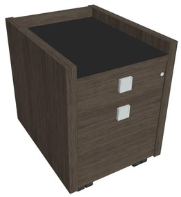 Verno mobil konténer 47 x 60 cm üveggel, 2 fiók, antracit tölgy / fekete