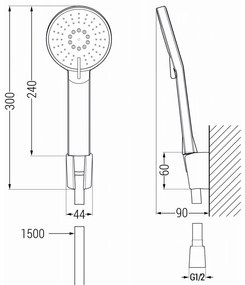 Mexen Axel R40 fürdőszett zuhanygarnitúrával, fekete, 73803R40-70