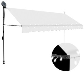 vidaXL krémszínű kézzel kihúzható LED-es napellenző 400 cm