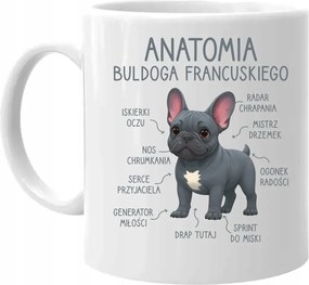 Ajándék bögre Francia bulldog anatómiája kék