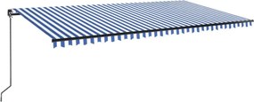 vidaXL kék és fehér kézzel kihúzható napellenző 600 x 350 cm