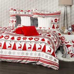 4Home Christmas Time mikroflanel ágyneműhuzat, piros, 140 x 220 cm, 70 x 90 cm