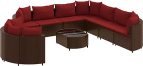 vidaXL 10 részes barna polyrattan kerti ülőgarnitúra párnákkal