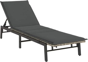 vidaXL világosszürke polyrattan napozóágy párnával