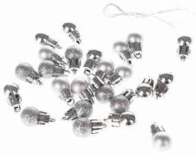 Karácsonyi mini díszek 24 db-os készlet, ezüst ,átmérő 1,5 cm
