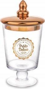 Üveg dekoratív tartály bombonierka patera édesség mézeskalács gyümölcs