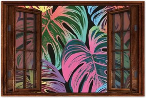 Poszter 60x40 Monstera levél színben