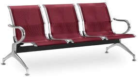 Fém pad a váróterembe REST, 3 ülés, piros