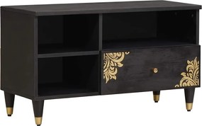 vidaXL TV szekrény fiókkal Fekete 80 x 33 x 46 cm Tömör Mangófát