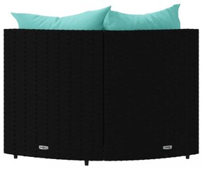 vidaXL 2 db fekete polyrattan kerti sarokkanapé párnákkal