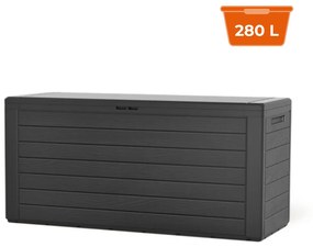Prosperplast WOODEBOX tárolódoboz, 280l, 120x46x57cm, antracit