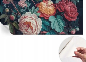 Öntapadós tapéta Fali furnér 3D hatás Színes virágok 250x104 cm