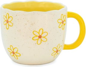 Sárga-krémszínű porcelán bögre 350 ml Surprise Highland Cow – Sass &amp; Belle