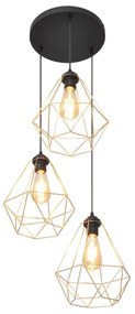 Csillár zsinóron KARO 3xE27/15W/230V arany/fekete