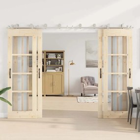 ezüstszínű rozsdamentes acél tolóajtó fémszerelék készlet 366cm