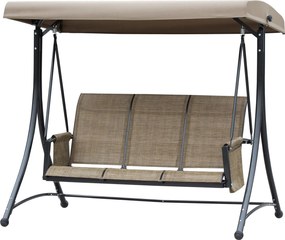 Outsunny Tavaszi Hintaágy Oldalsó Zsebbel, 3 Fős Kerti Hinta Állítható Napernyővel, Hinta Pad 300 kg-ig Terhelhető, Kerthez, Teraszhoz, 196 x 128 x 17