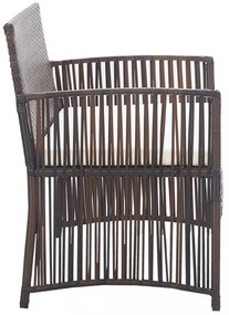 4-részes barna kerti polyrattan bútorszett párnákkal