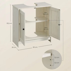 Koupelnová skříňka 60x30x61cm, mdf, bílá, AUK-E1155 WT