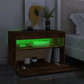 2 db barna tölgyszínű TV-szekrény LED-ekkel 60 x 35 x 40 cm