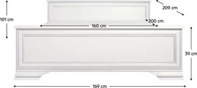 Ágy, 160x200, alpesi fehér, KENTAK