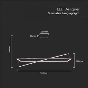 LED Dimmelhető csillár zsinóron LED/45W/230V 3000K 114 cm fekete