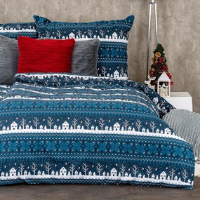 4Home Winter village pamut ágyneműhuzat, 160 x 200 cm, 70 x 80 cm