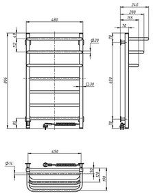Fürdőszobai elektromos radiátor termosztáttal FORTIS 350W/230V 80,6 cm IP44 fehér jobb oldali