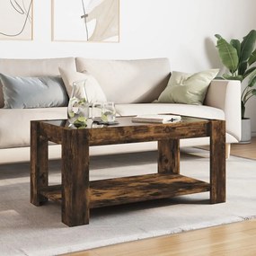 Füstös tölgy szerelt fa dohányzóasztal LED-del 93 x 53 x 45 cm