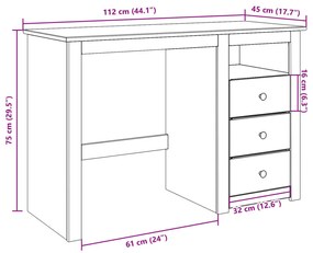 Panama tömör fenyőfa íróasztal 112 x 45 x 75 cm