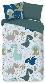 Zöld-kék egyszemélyes mikroszálas gyerek ágyneműhuzat 140x200 cm – Good Morning