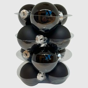 Black üveg karácsonyi gömb szett 12*6cm fekete