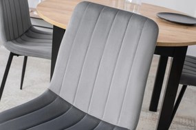 Étkezőgarnitúra 4 db. Szürke Bársony Ibis székkel. Bővíthető asztal HARRY 102-142 cm