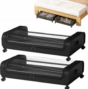 2 Rendszerező Tároló Huzat Ágy Alá Kerekekkel Ágynemű Paplan