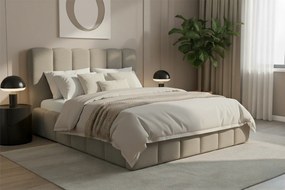 Aura kárpitozott ágy ágyneműtartóval 180x200 cm - bézs Quelle 05 bouclé