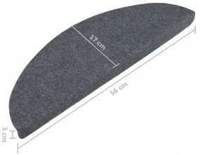 15 db szürke lépcsőszőnyeg 56x17x3 cm