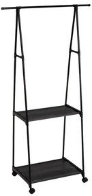 Fekete fém gurulós ruhatartó állvány 84x43x156 cm – Casa Selección