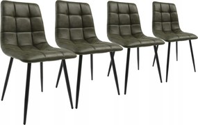 4 Szék Zöld Kárpitozott Modern Loft Szék Nappali Lábak Fekete Den