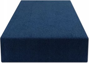 Frottír lepedő 180×200 cm gumis pamut sötétkék puha