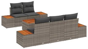 vidaXL Kerti Kanapé Szett párnával 6 pcs Szürke Poli rattan