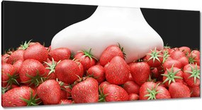 Vászonkép 115x55 Eper tejjel 3D