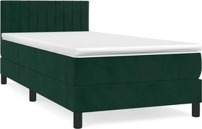 vidaXL sötétzöld bársony rugós ágy matraccal 90x190 cm