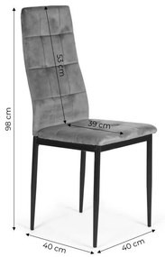 Szürke steppelt bársonyszék szett 4 db