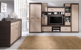 Komód, DTD/MDF, tölgy világos/tölgy sötét, KORINA