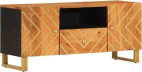 vidaXL fekete-barna tömör mangófa TV-szekrény 105 x 33,5 x 46 cm