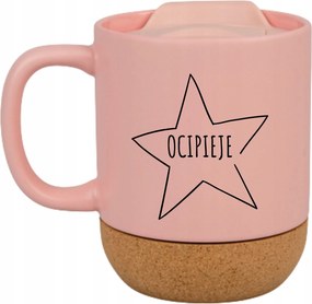 Rózsaszín Bögre Fedéllel És Parafa Aljjal, Ajándék