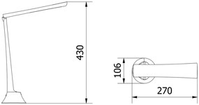 Lámpa Asztali FLOWER 4W, 240lm, DC 5V, 1A, 4000K, battery 1800MAh, Ra>80, fekete/fehér