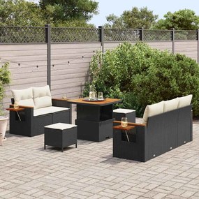 Kerti Kanapé Szett 8 pcs Fekete és krémszínű 80 x 80 x 71 cm