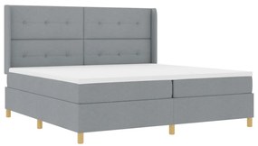 Boxspring Ágy Mattal Világosszürke 200x200 cm Textil